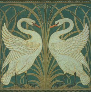 Diseño de papel tapiz para panel de Cisne, Junco e Iris de Walter Crane